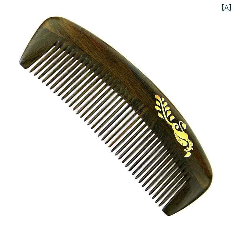 木櫛 銘木 高級感 漆工芸 手描き 彩絵 デイジー柄 インコ柄 携帯用 コンパクト マッサージ 頭皮ケア ス..