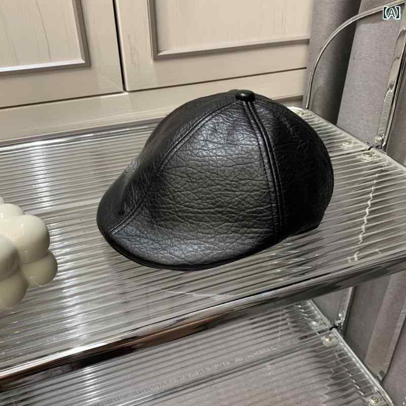 ・カテゴリ: ベレー帽・素材: 人造皮革・帽頂スタイル: 丸型トップ・つばスタイル: つば長・カラー展開: ブラック、ホワイト、コーヒー、カーキ・サイズ展開: M (頭囲56-58cm)・機能: 保温、防風・スタイル: ins風・スタイル分類: 個性派ファッション・加工方法: ニット