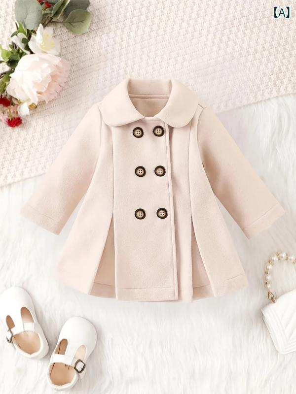 ・性別: 女・対象年齢: 3〜8歳・ネックライン: 襟付き・着用シーズン: 冬、秋・スタイル: カジュアル・柄: 無地・厚さ: 厚手・生地加工: 起毛・デザイン要素: プリンセス・袖丈: 長袖・開閉タイプ: ダブルボタン・主な素材: 綿10...