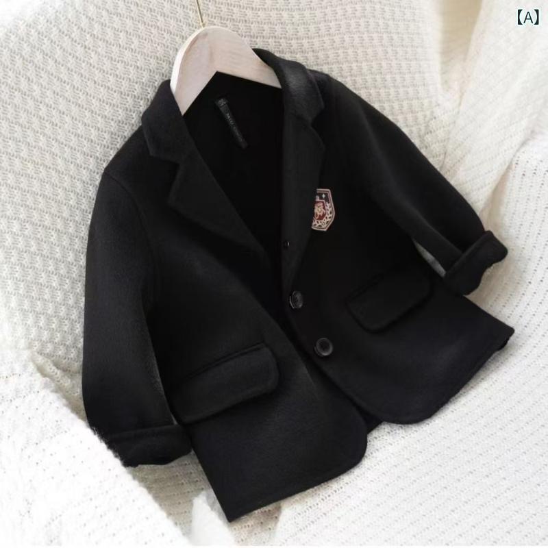 コート キッズ 男の子 女の子 ウールメルトン ダブルフェイス テーラード ショート丈 シングルボタン 裏地付き 厚手 防寒 レトロ 秋冬 アウター 普段使い 通学