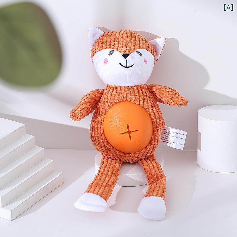 ・カテゴリ: ペット用噛むおもちゃ・素材: ぬいぐるみ・重量: 約90g・カラー展開: 狐（キツネ）、コアラ、猿（サル）・サイズ: 34×20cm