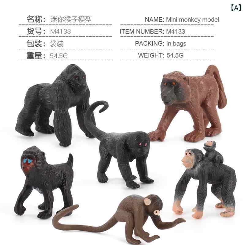 動物フィギュア ミニ リアル 猿 ゴリラ リスザル 親子 PVC製 精密 コレクション 置物 オブジェ インテリア アニマルモデル 子供 キッズ デスク飾り 部屋飾り ギフト(3.0)