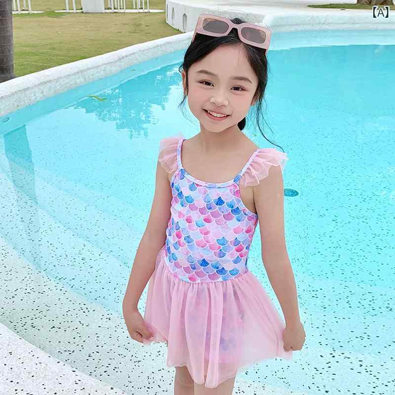 水着 女の子 キッズ 子供 ワンピース キャミソール型 スカート付き 高弾性 通気性 スポーティー カジュアル 温泉 プール スイミング