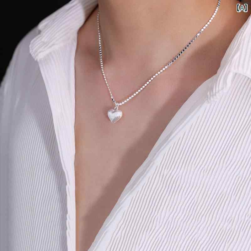 ・カテゴリ: ネックレス・スタイル: 日韓風、フェミニン、ミニマル、上品、さわやか、フェミニン・主な素材: 925シルバー・デザイン: ハート、ジオメトリック・チェーンの種類: チョーカー、デコルテチェーン・チェーンの周長: 約41cmから50cm・カラー展開: ハートマットシルバー・モチーフ素材: 925シルバー・人気の要素: チェーン、ハート・対象: レディース