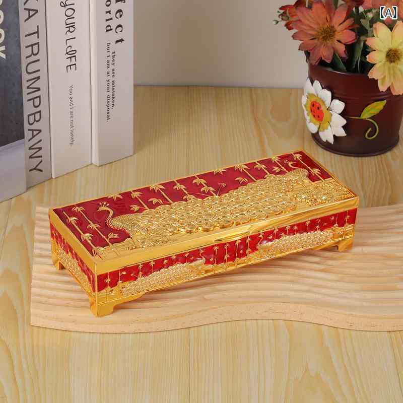 樂天商城 - 首飾 収納 ボックス ジュエリーボックス 2段 宮廷風 欧風 プリンセス デザイン 精緻 ケース ネックレス イヤリング リング アクセサリー 収納 ケース ローズ柄 バラ 模様 亜鉛合金 金属製 硬質 コンパクト ギフト プレゼント ボックス 豪華 装
