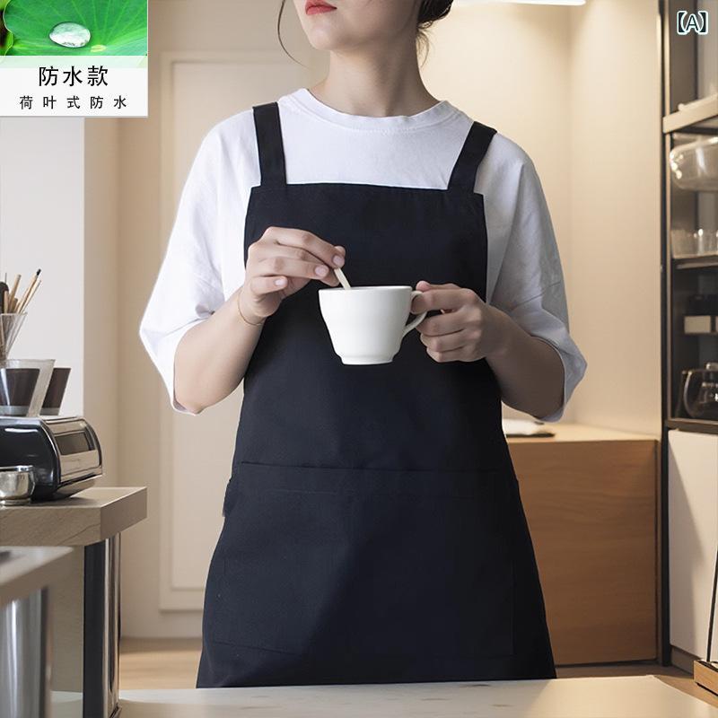 Rakuten - 無袖エプロン メンズ レディース 帆布 防水 防汚 耐磨 厨房 家用 仕事用 工場 美甲 ブラック コーヒー グレー ブルー 紫 赤 白 短め 長め 調節可能 セット袖付き カジュアル