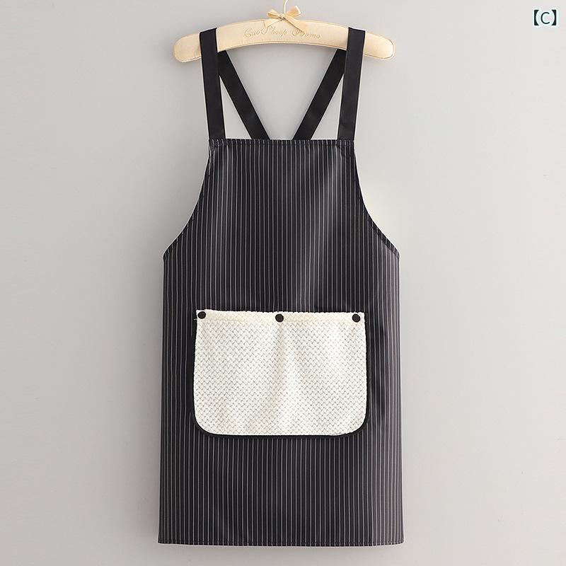 エプロン 無袖 防水 防油 キッチン用 防汚 防水複合布 韓式 ブラック グレー 交叉...