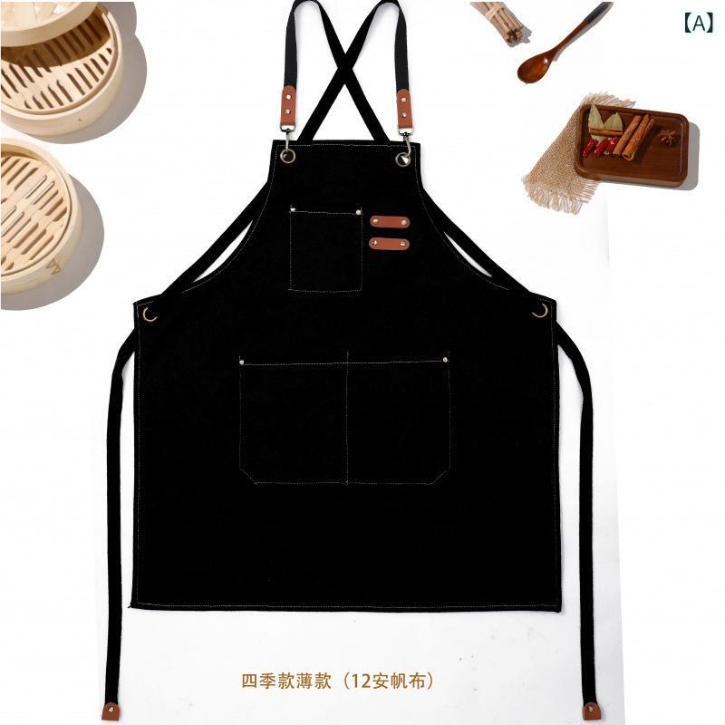 Gingham Aprons - 無袖エプロン 男女用 帆布 キャンバス 加厚 防汚 園芸 理髪 工作用 牛仔 デニム ブラック ブラウン 赤 綿麻 調整可能 袖付き 美術 子供用 キッズ シンプル 現代 無袖 クロスバック 通勤 普段使い