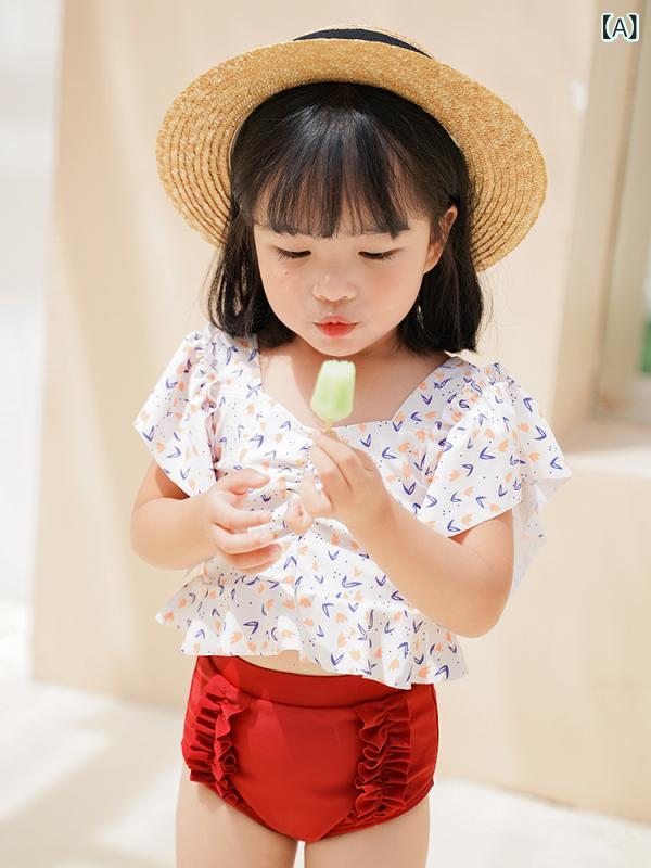 水着 女の子 キッズ ベビー セパレート スイムウェア 3点セット スイムキャップ付...