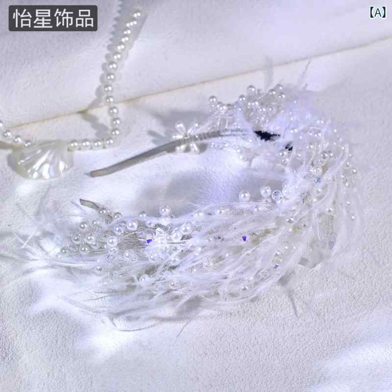 乐天商城 - ヘアアクセサリー 女性用 羽毛 珍珠 ヘアゴム ヘアピン かわいい 気質 手作り 頭飾 白 冬 花柄 個性 ナチュラル 軽量 華やか 普段使い パーティー コーデ