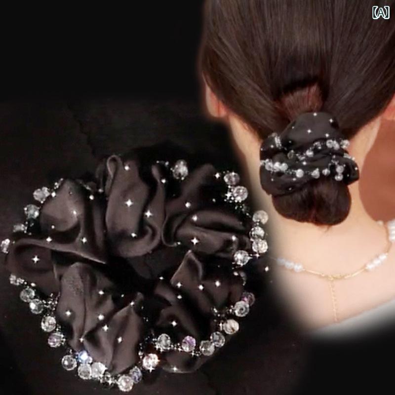・カテゴリ: ヘアゴム・素材: 布・カラー: ブラック・スタイル: 高弾力