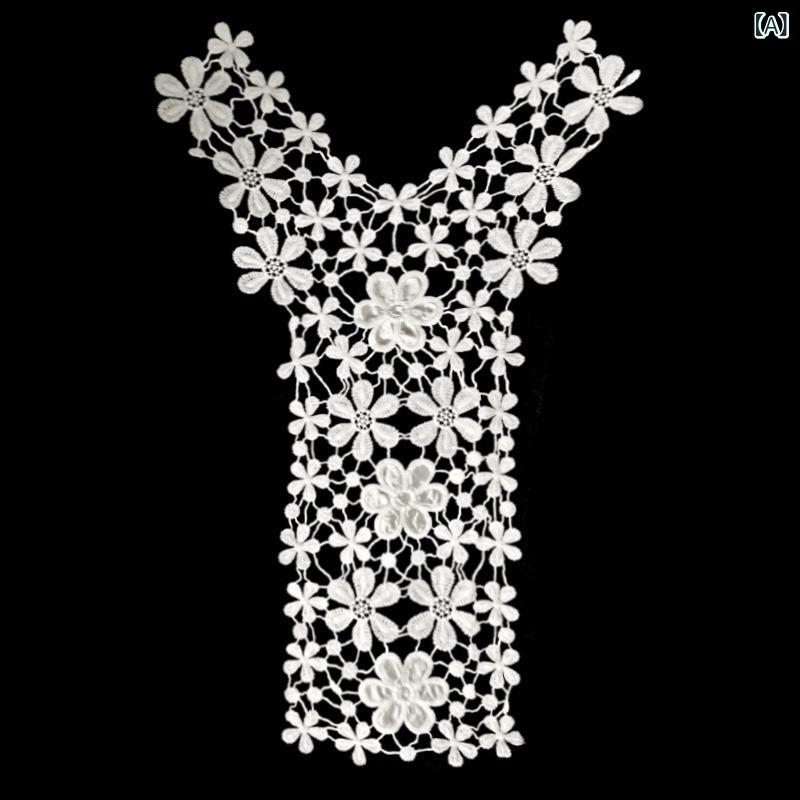 レース 花辺 刺繍 領 袖口 飾り 花柄 リボン コサージュ 白 綿混 ポリエステル レース生地 フリル 装飾 かわいい レースパーツ ドレス ブラウス 刺繍レース 花モチーフ 服飾アクセサリー 女性用