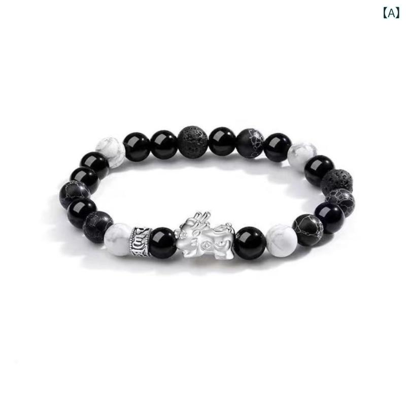 Rakuten - ハンドメイド 貔貅 手链 男女兼用 猫眼石 アクセサリー 金色 銀色 ピンク系 紫水晶 海藍寶 黒曜石 ストロベリークォーツ 動物モチーフ ブレスレット ラッキーアイテム 天然石 シンプル かわいい 清新 甘美 スタイル