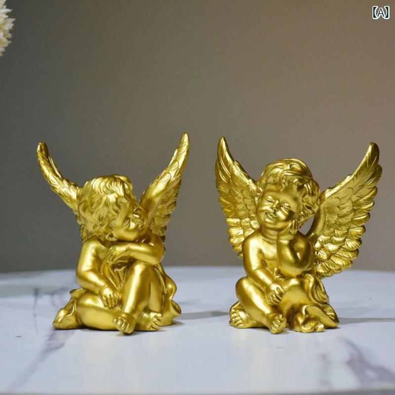 ・カテゴリ: 樹脂工芸品・スタイル: 欧風・主な素材: プラスチック、樹脂・カラー: 金色天使ペア