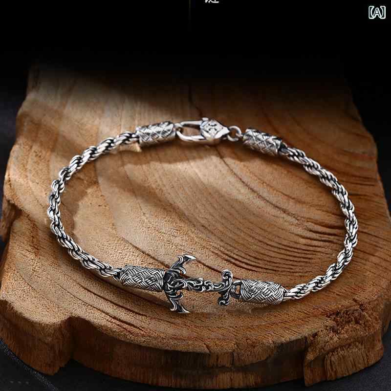 Other , Materials - ハンドチェーン メンズ レディース ユニセックス 船アンカー デザイン 手工 麻縄 素材 銅 電気メッキ加工 トルコ風 レトロ スタイル 民族風 国風 ファッション 通勤用 普段使い かわいい 人気アクセサリー 2024春夏