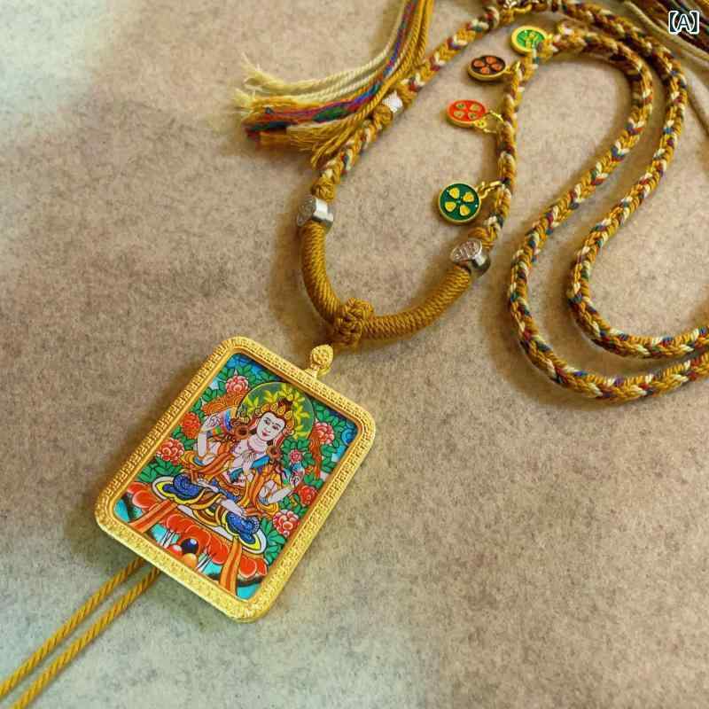 Necklaces, Pendants - ネックレス ペンダント 男性用 女性用 ユニセックス チタン 電気メッキ加工 多層チェーン 吉祥パターン 動物 干支 財神 観音菩薩 唐卡 国風 開運アイテム カジュアル 普段使い 通勤 通年使用
