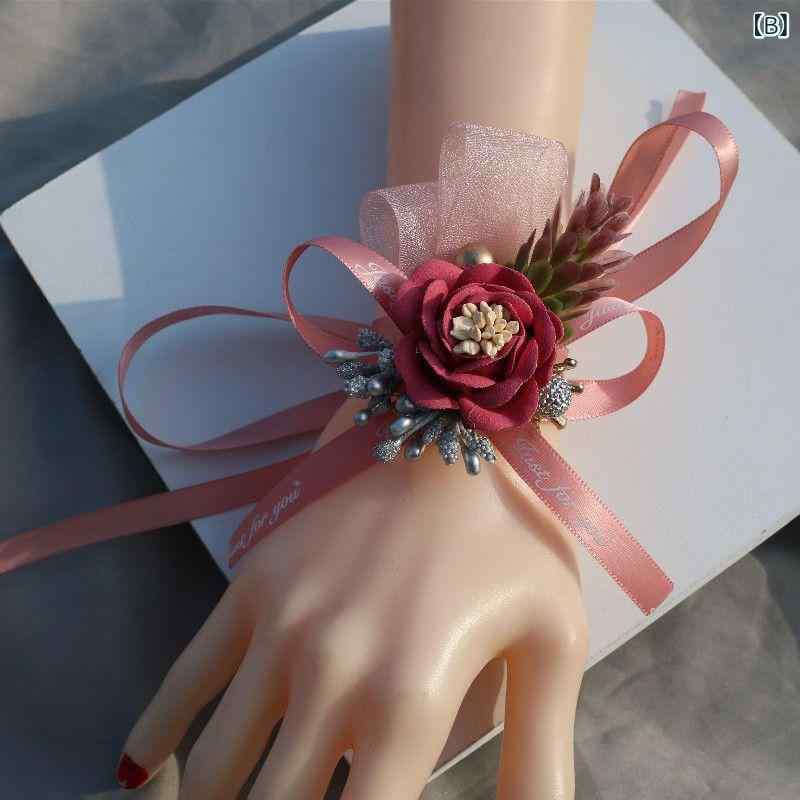 ブレスレット 胸花 セット 花モチーフ 花飾り 結婚式 花嫁 伴娘 姉妹 姫友 ハンド...