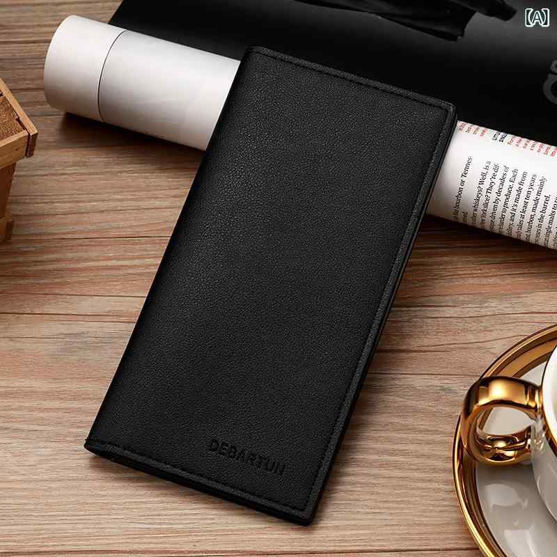 Rakuten - メンズ 長財布 超薄型 ソフトレザー 財布 多カード収納 シンプル 軽量 普段使い ブラック ブラウン PUレザー 1つ折り 切り替えデザイン 春夏 通勤 財布ケース 薄型財布 メンズ小銭入れ