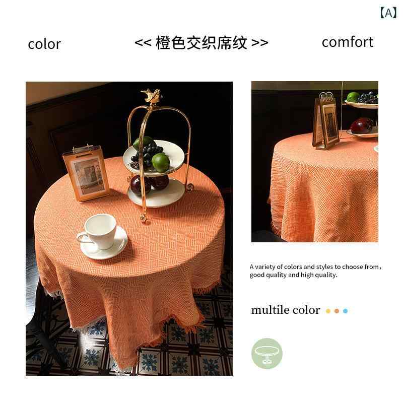 Rakuten - ニット 長方形 桌布 北欧 レース 耐磨 茶几 ダイニングテーブル デスクカバー 橙色 ピンク 白 グレー 緑 ブラウン 軽量 復古 風 席紋 柄