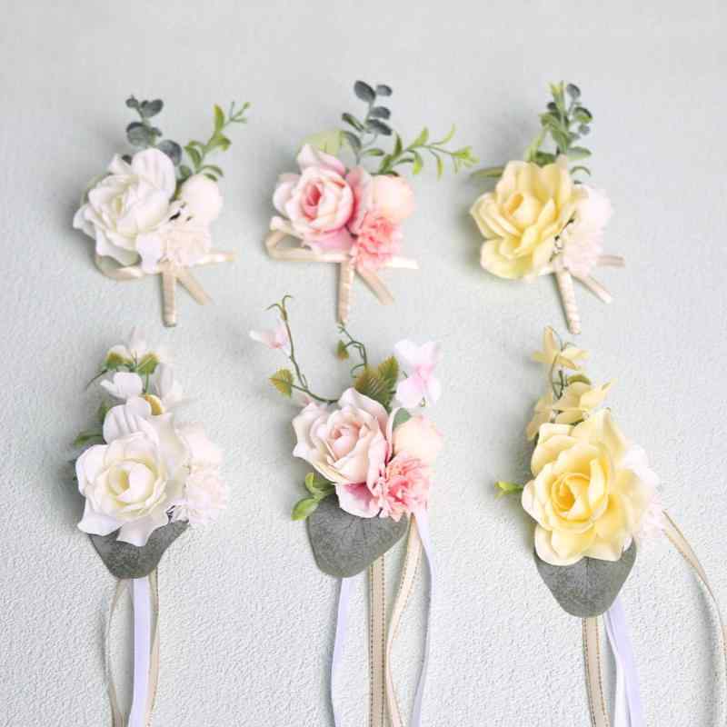 ・スタイル: 欧風・使用シーン: 結婚式・カラー展開: 白（胸花）、白（手花）、ピンク（胸花）、ピンク（手花）、黄（胸花）、黄（手花）・サイズ: 7*12