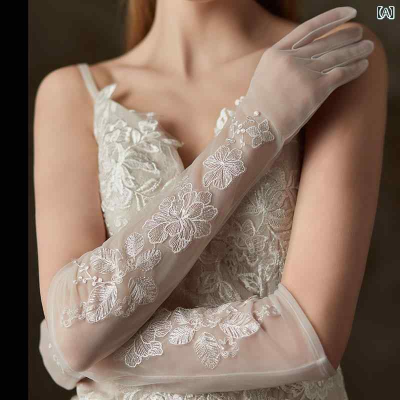 ・対象: 女性・用途: 装飾・カラー: ホワイト・素材: ニットメッシュレース・スタイル: ファッションOL・: ロング分指