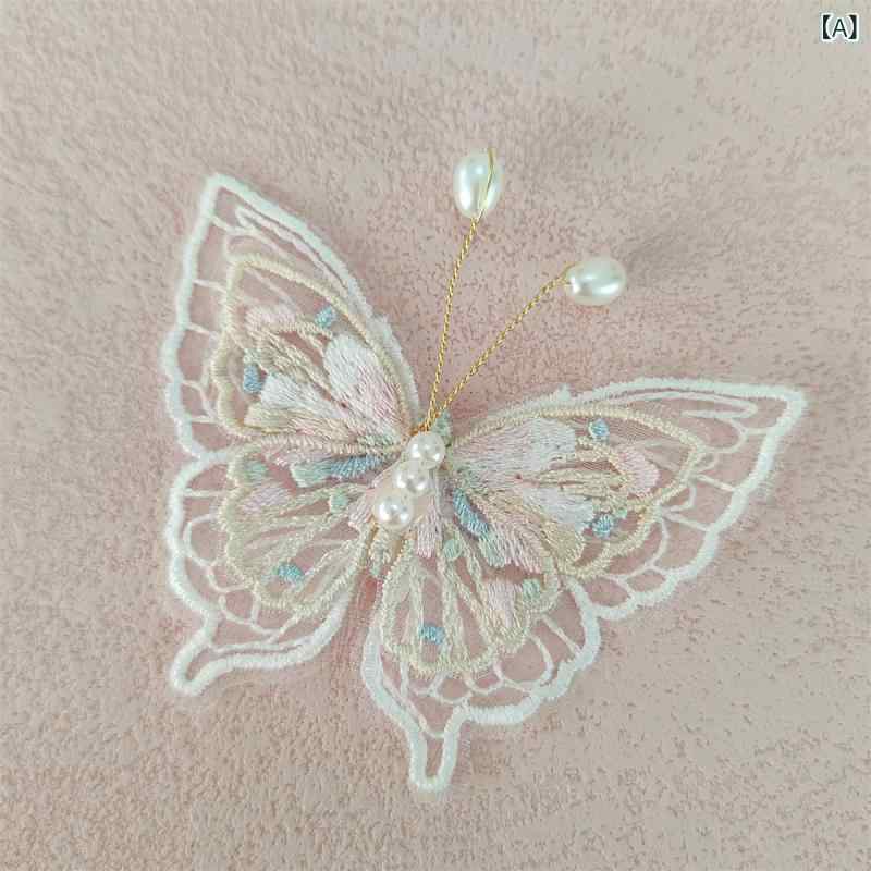 吉他弦 - 子供用 DIY 発飾り 服飾 胸花 靴下 鞄 アクセサリー 布製 二層刺繍 パール 蝶 かわいい ピンク系 パープル 赤 中国風 春夏 動物柄 復古風 ハンドメイド キッズ ヘアアクセ トップス 装飾 軽量 普段使い