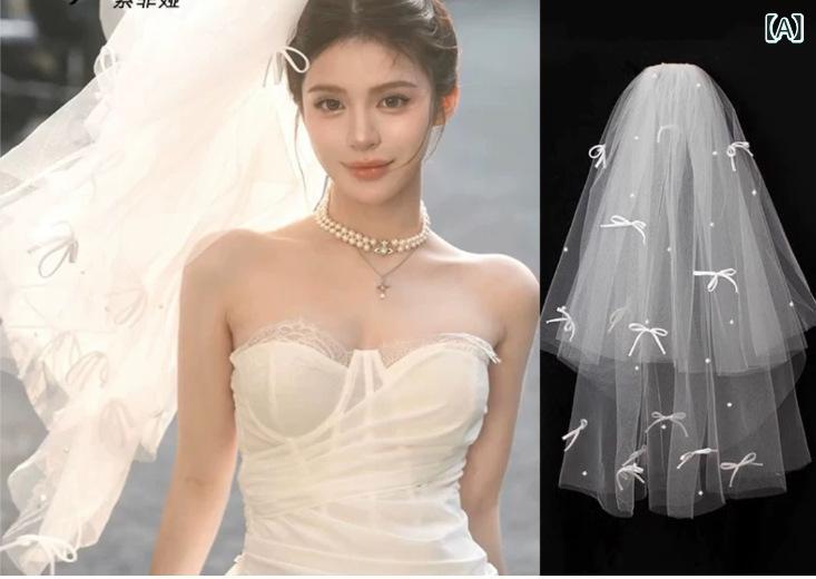 ・カテゴリ: ヘッドドレス・スタイル: ナチュラル・主な素材: チュール・性別: 女性用・: 蝶結び・タイプ: ショールヴェール・装飾石: 白水晶・カラー展開: オフホワイト、ピンク・長さ: 80cm、2m・層数: 2層、3層