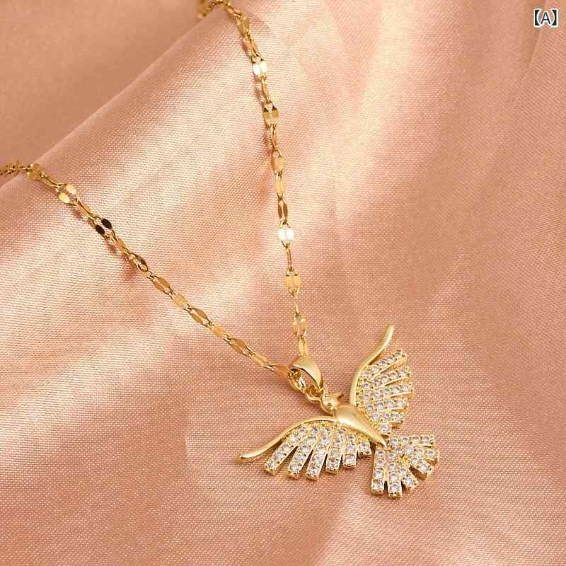Cubic Zirconia - ネックレス 女性用 フェニックス 動物 鎖骨チェーン 金色 銀色 軽量 電気メッキ加工 シンプル ファッション 通勤 夏 再生繊維 結婚式 パーティー チェーン モチーフ アクセサリー かわいい 華やか 軽奢