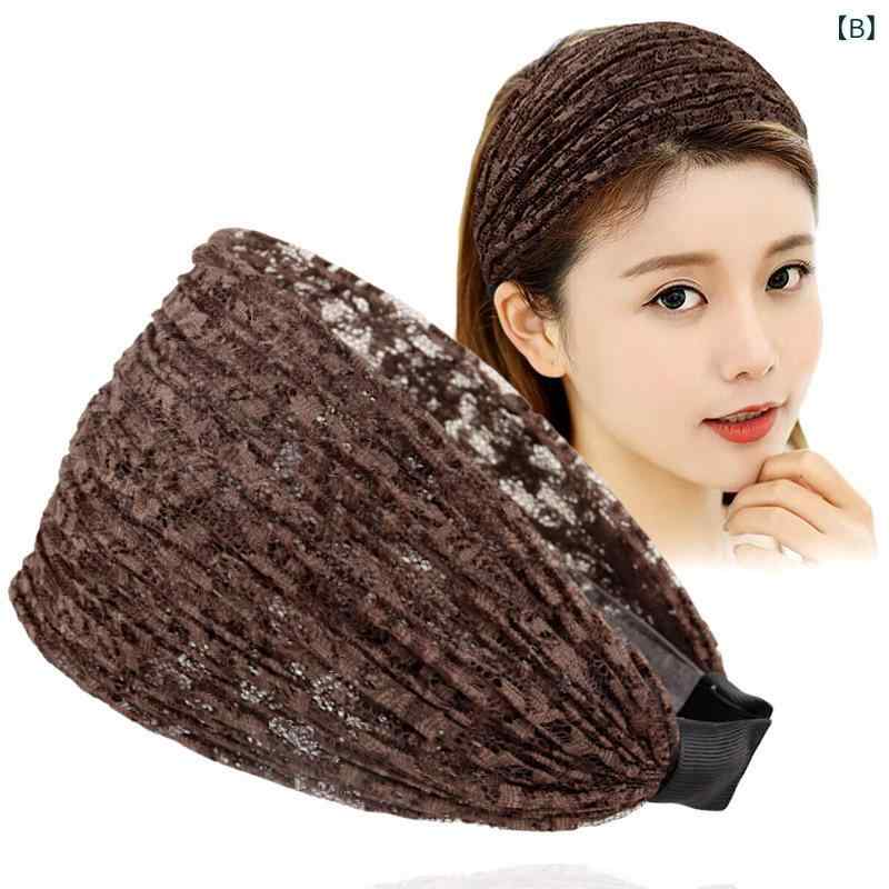 ヘアアクセサリー レディース 韓国風 シンプル ワイドエッジ ヘアバンド 気質 発卡 レース 歯付き 滑り止め 布製 ブラック コーヒー ワインレッド ベージュ ネイビー ピンク グレー 秋 かわいい 清新 甘め 日常使い 手作り 2
