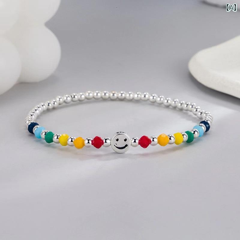乐天商城 - レディース ハンドメイド 手链 彩虹 雲 笑顔 ハート 小熊 シルバー メッキ シンプル かわいい ファッション カジュアル 通勤 国風 ギフト 春夏