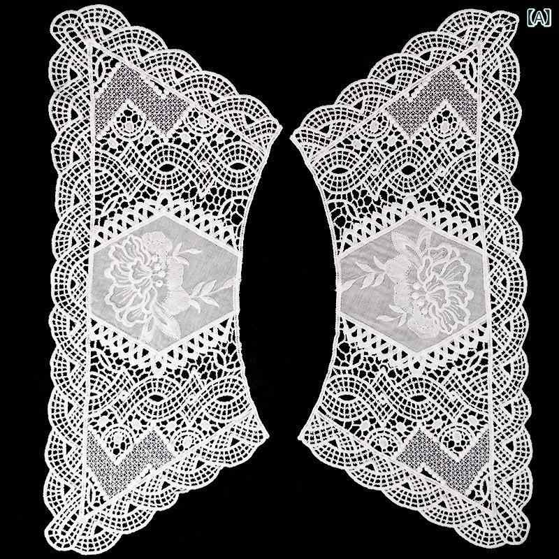 刺繍レース ショルダーレース 花柄 接触冷感 刺繍襟 リボン 花辺 生地 アクセサリー 女装 ドレス 衣類 装飾 DIY 手芸 素材 白 コットン 風 リボン フリル レース 装飾 生地 アクセサリー ハンドメイド クラフト