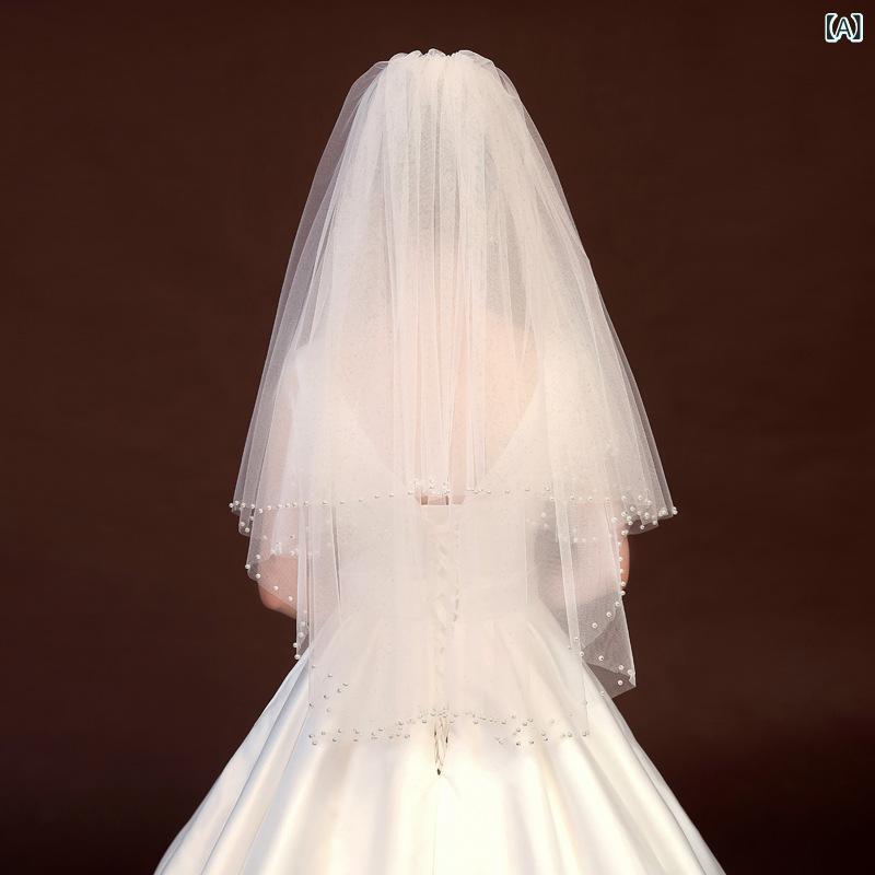 ウェディングベール 新婦用 結婚式 頭飾 韓国風 ウェーブ 二層 スプレーゴールド ...