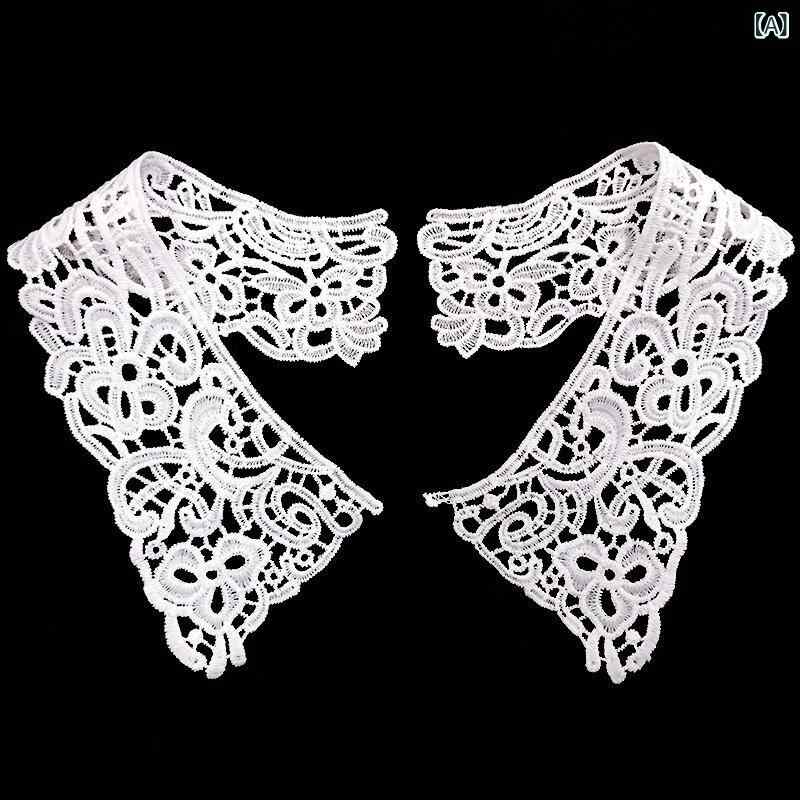 レース 偽襟 肩領 再生繊維 再生繊維 水溶性 レース 刺繍 花柄 切り替え 花辺 女装用 礼服用 子供服用 通勤用 普段使い 配飾 手芸 DIY 白 黒 ベージュ 綿素材 軽量 伸縮性