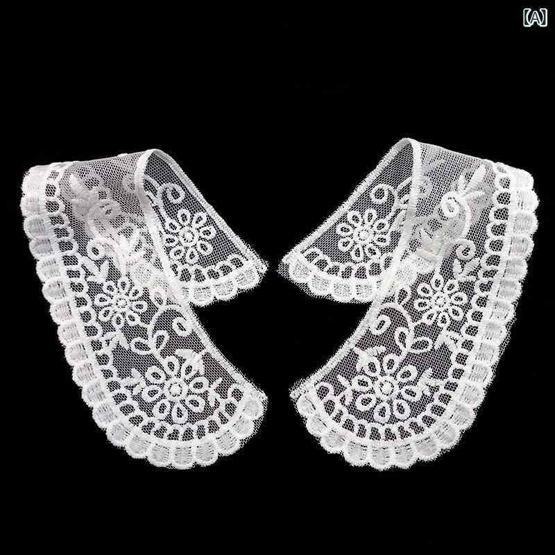 刺繍 レース 肩領 花柄 コラーリング 再生繊維 レース リボン アクセサリー 女装 トップス 服飾 童装 服飾アクセサリー 白色 かわいい 切り替え デザイン 水溶レース 花モチーフ 装飾パーツ