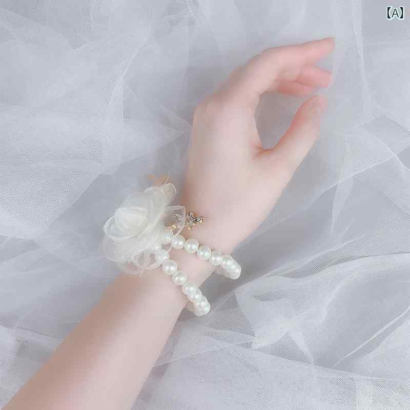 手首花 腕花 花束 ブレスレット 伴娘 花嫁 結婚式 ウェディング 韓式 唯美 星 手花 星モチーフ 布製 ハンドメイド 通勤 普段使い かわいい 軽量 セット ピンク系 アイボリー
