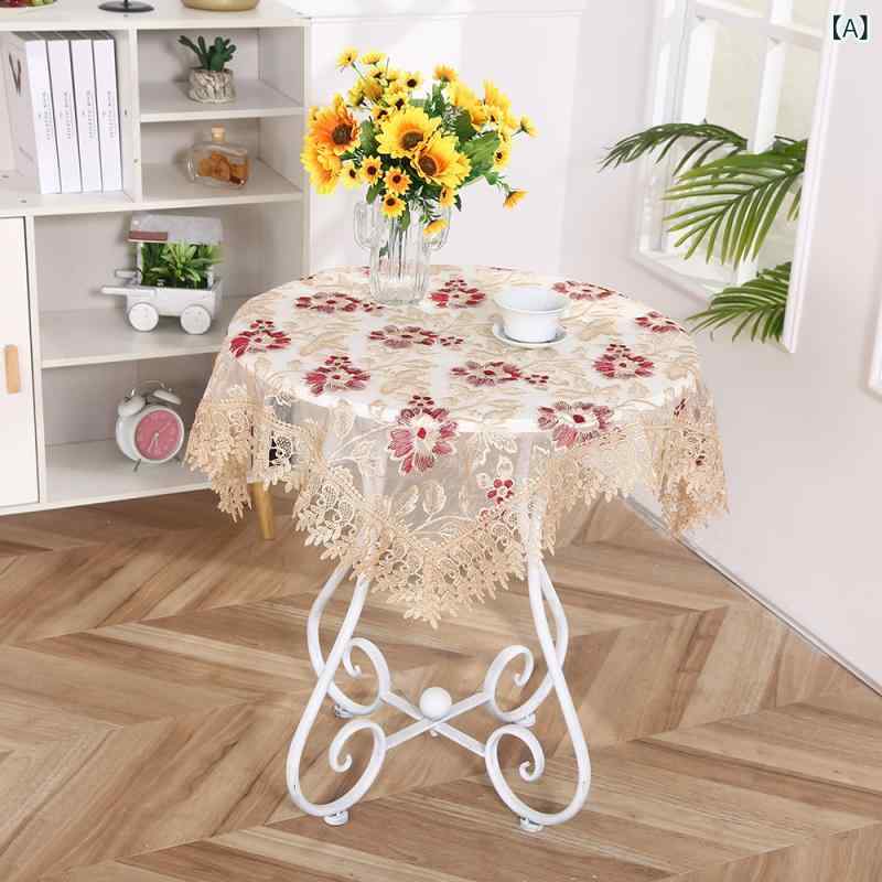 Table Runners - テーブルクロス レース 刺繍 網纱 欧風 復古 白色 方形 ダイニングテーブル 茶几 ベッドサイド テレビ台 ホテルスタイル 高級感 飾り布 軽量 繊細デザイン