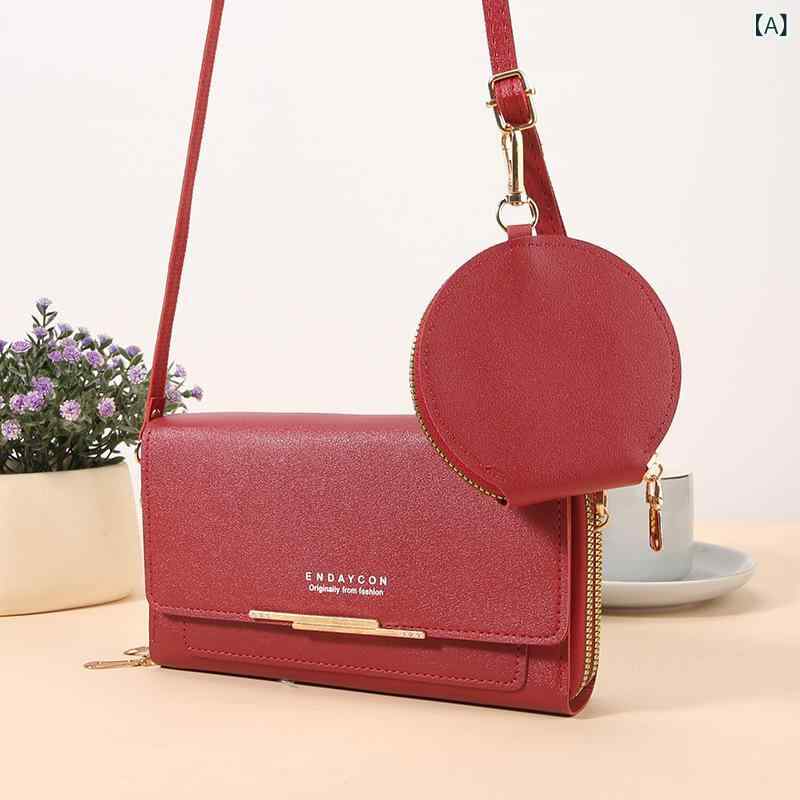 A, E, H, I, L, V, Y - スマホケース 女性用 財布 ハンドバッグ ショルダーバッグ 手提げ ミニバッグ 長財布 大容量 多機能 縦型 方形 PUレザー ポリエステル裏地 ジッパー開閉 カード入れ お札入れ 赤 緑 青 黒 ピンク ブラウン グレー かわいい キラキラ 都市 シン