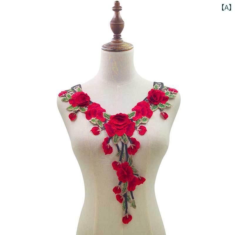 刺繍 ブローチ ポリエステル 光沢 糸 二重 切り替え 花柄 偽襟 立体 透かし 刺繍 胸花 アクセサリー 女性用 礼服 ドレス 配飾 DIY 手芸 多彩 カラー 華やか 装飾 コサージュ
