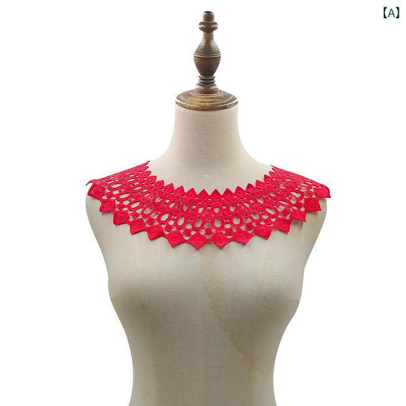 Other - フェイクカラー 刺繍 胸花 リボン 切り替え 立体 レース 花柄 女性用 礼服 ドレス アクセサリー DIY 配飾 牛乳シルク 再生繊維 赤 ベージュ ブラック ホワイト