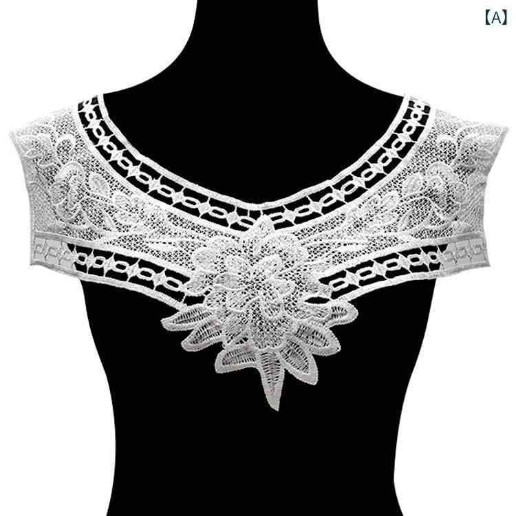 Other - レース 刺繍 胸花 立体 レース 仮領子 DIY 花辺 アクセサリー 女性用 礼服 ドレス 服飾 配飾 コットン レース 刺繍 デザイン ブラック ホワイト 普段使い 通勤用