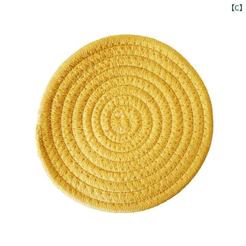 食器置き コットン 綿素材 丸型 断熱 耐熱 食器マット テーブルマット カップマッ...