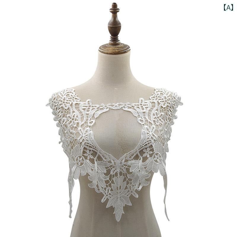Other Lace - 刺繍 花飾り 立体 透かし レース 偽カラー 女性用 ファッション アクセサリー DIY 手芸 素材 ポリエステル シルク 白 コットン レース 花柄 刺繍 花辺 切り替え 装飾 トップス ブラウス 付け襟 ドレス ニット コサージュ フリル リボン レ