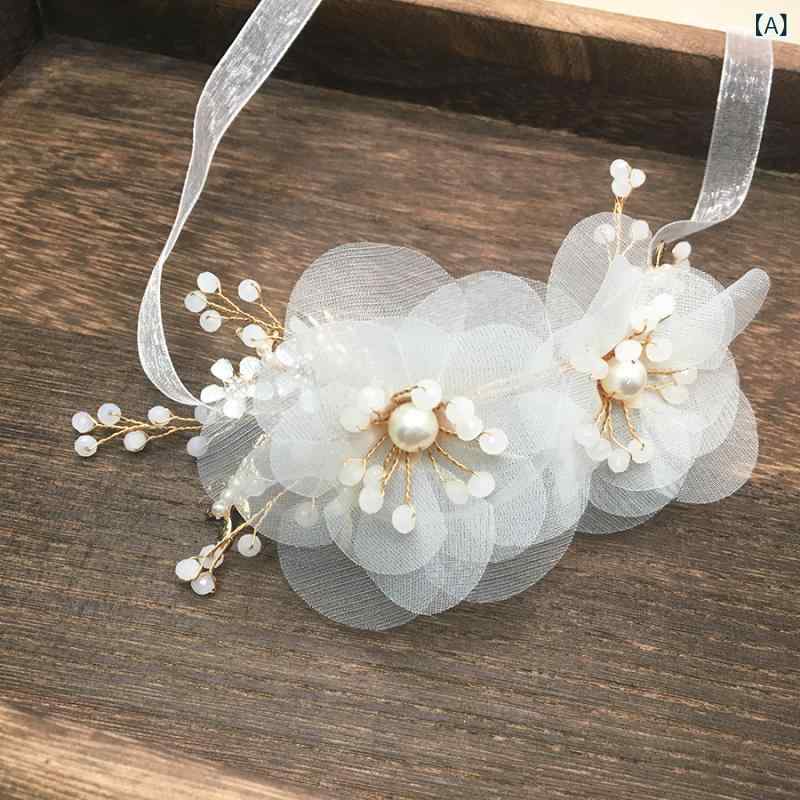 ・カテゴリ: 手飾り・スタイル: シンプル・素材: 布・対象: 女性用・カラー展開: 二つの大きな花、手首花