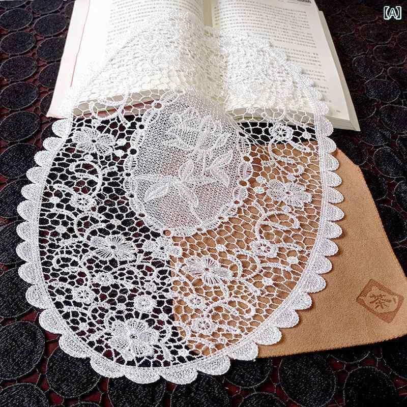 テーブルクロス 楕円形 布製 レース 刺繍 切り抜き 家用 食器マット コットン 防塵 飾り 普段使い シンプル ミルクホワイト ベージュ キャメル ピンクベージュ 軽量 41x31cm 75x38cm 吸湿 通年使用