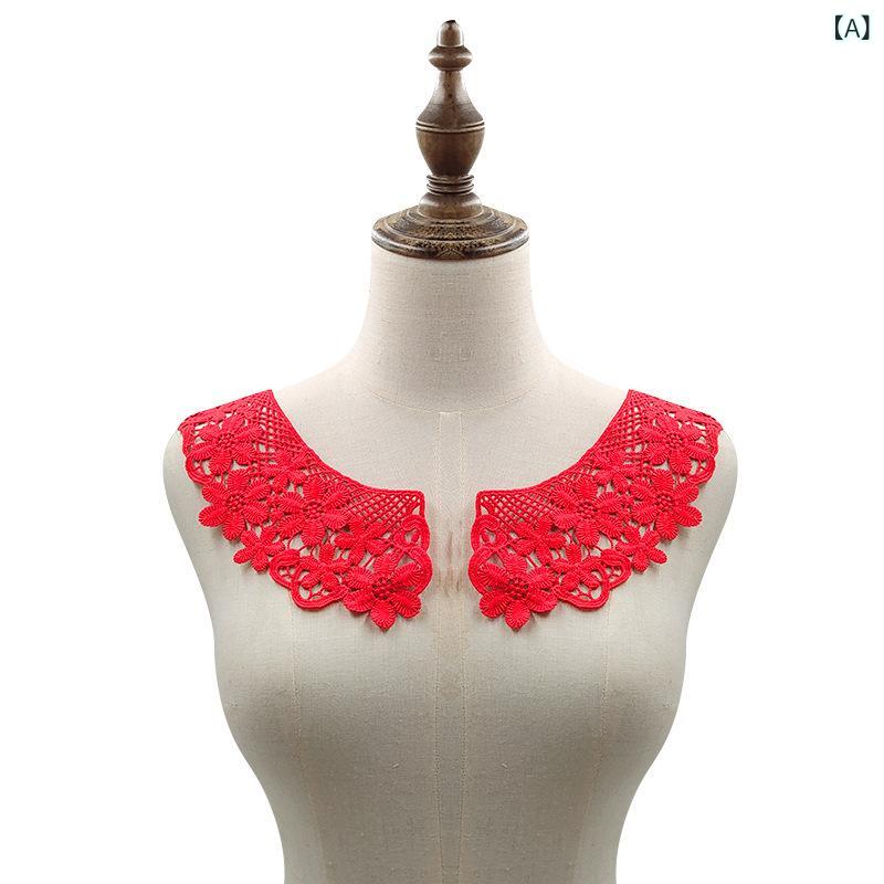 Dressmaking Materials - 刺繍 花 レース リボン ショルダー 襟 花飾り 全棉 立体 透け 刺繍 胸元 花 内衣 アクセサリー 再生繊維 切り替え 赤 ブルー ネイビー ライトブルー ブラック ホワイト ベージュ ゴールドブラウン ピンク ワインレッド アイボリー ブラウンピン