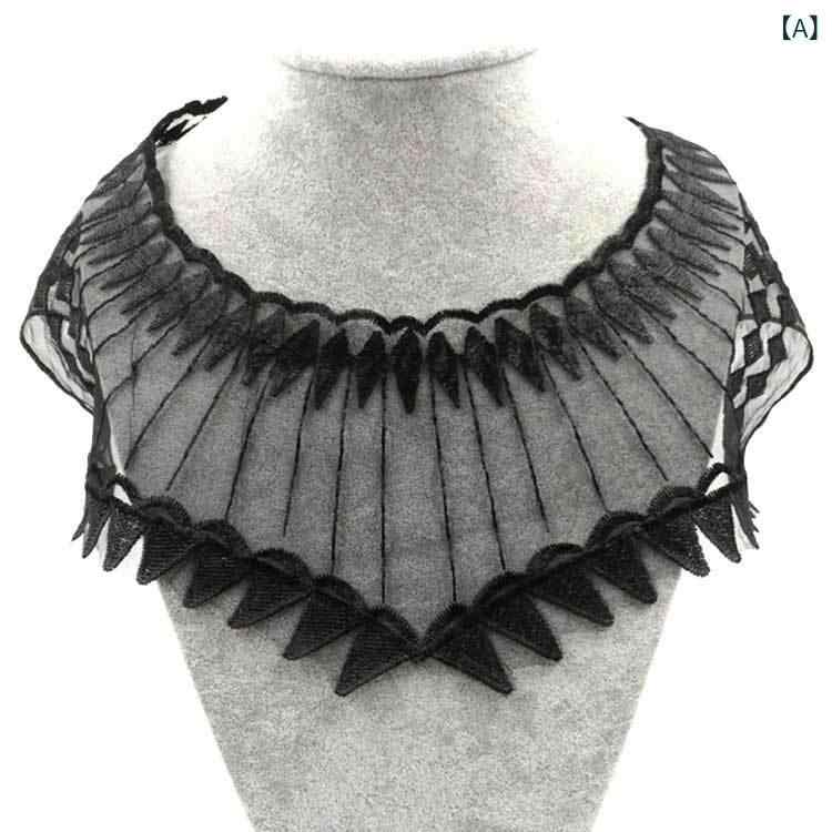 Other - ブラウス トップス レディース 偽領 レース 刺繍 網地 花柄 胸花 領花 衣領 黒 ポリエステルシルク 高級感 礼服 ドレス フォーマル 普段使い アクセサリー かわいい 装飾