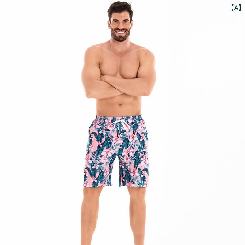 水着 メンズ ビーチパンツ サーフパンツ 海水パンツ ハーフパンツ 大きいサイズ ウエストゴム 民族風 総柄 プリント 通気 速乾 薄手 伸縮性 プール 旅行 アウトドア リゾート