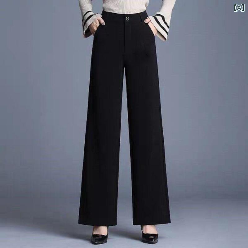 Rakuten - ワイドパンツ レディース 春夏 高腰 ロング丈 黒 気質 通勤 普段使い 都市風 軽量 伸縮性 切り替え 百搭 ダンス 踊り ゆったりシルエット 綿混 吸湿速乾 カジュアル