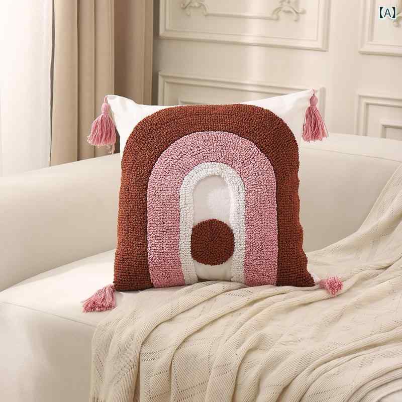 抱き枕カバー ピンク系 ポリコットン 起毛刺繍 ソファクッション 腰枕 ランバーサポート 寝室用 現代簡約 45cm角 かわいい 柔らか 普段使い 軽量 室内装飾