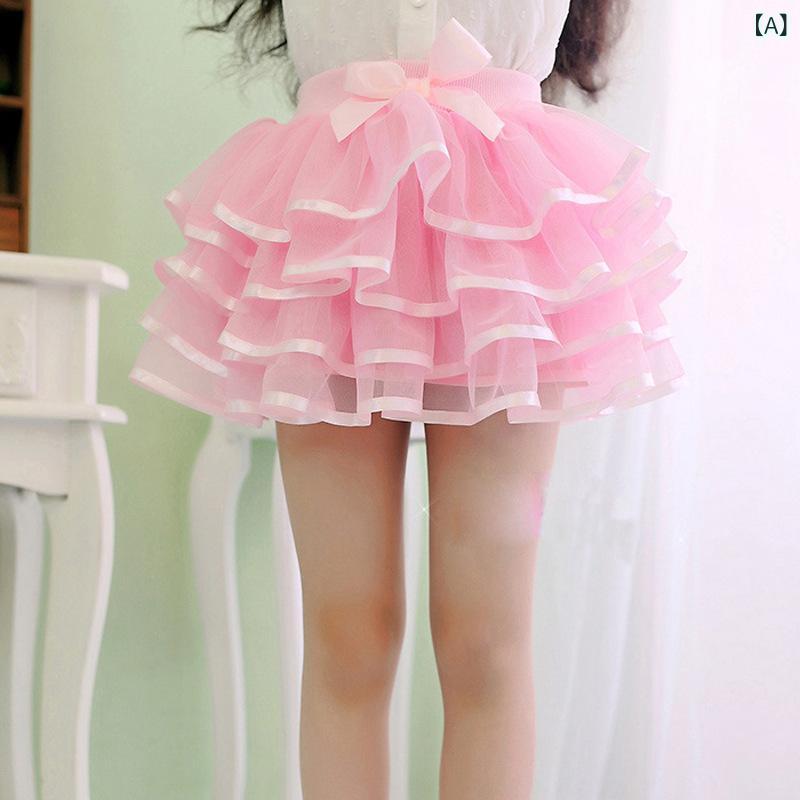 Skirt Set - 女児スカート キッズ 女の子 半身スカート チュールスカート 蛋糕裙 プリンセススカート 韓国風 ピンク ブラック ホワイト ピーチ 通年 柔らか素材 ポリエステル レイヤード ふんわり かわいい 園芸柄 ビッグシルエット 普段使い